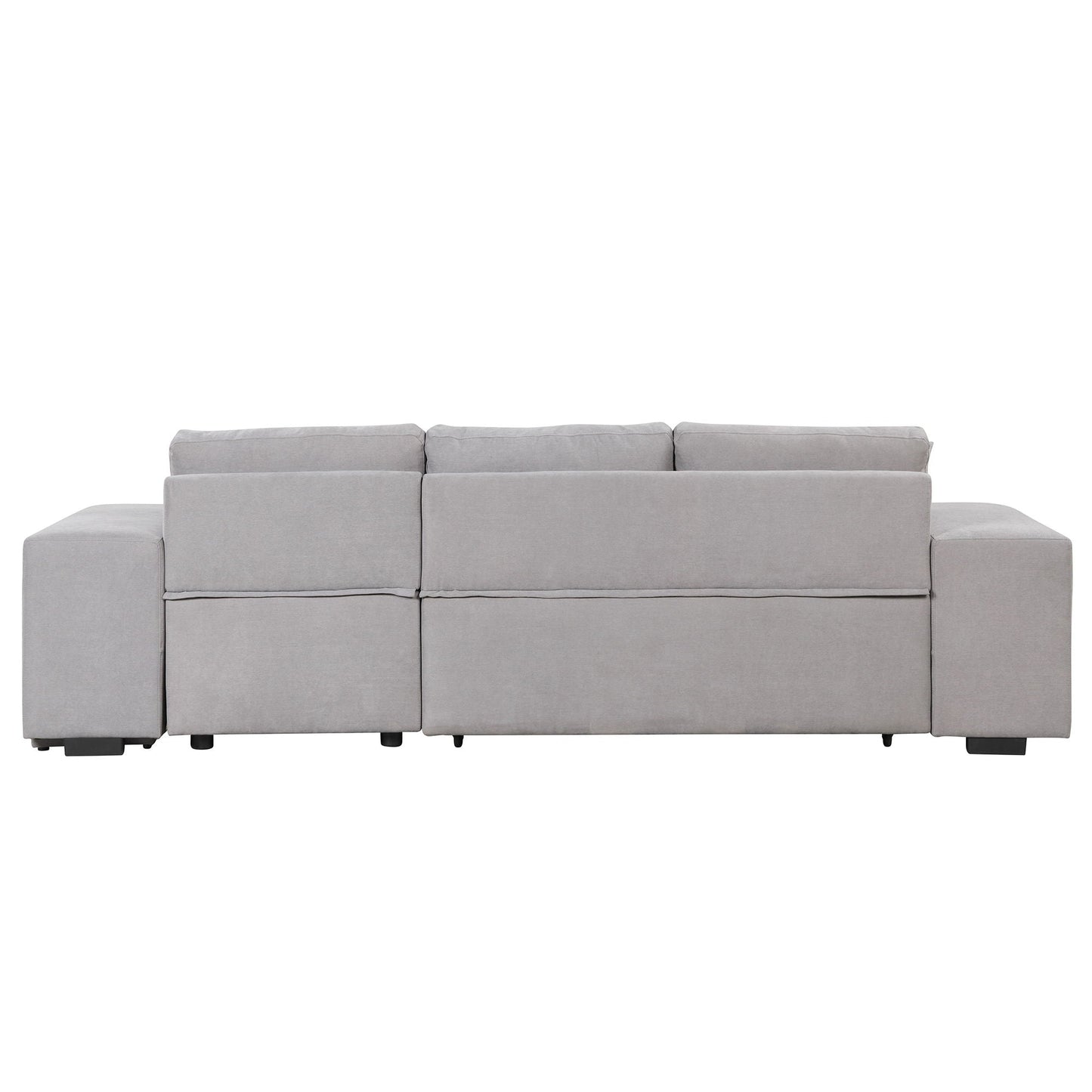 Modern L-Shape 3 Seat Reversible Sectional Couch, Pull Out Sleeper Sofa With Storage Chaise And 2 Stools For Living Room Furniture Set