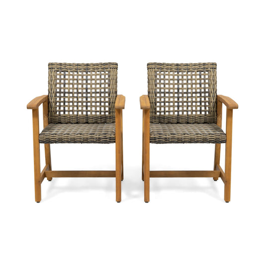 Outdoor Dining Chair Acacia Wood Frame (Set of 2)