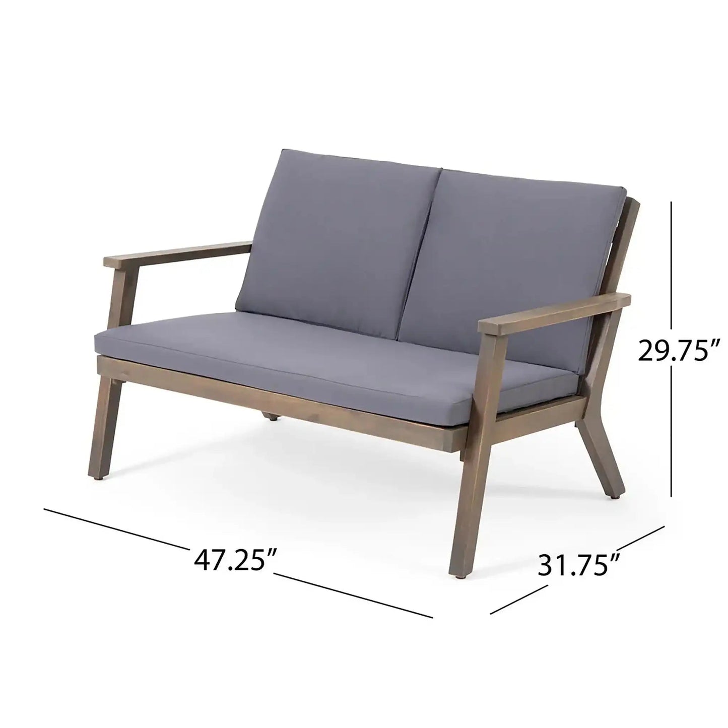 Avacyn Outdoor Acacia Wood 4-Seater Chat Set with Cushions