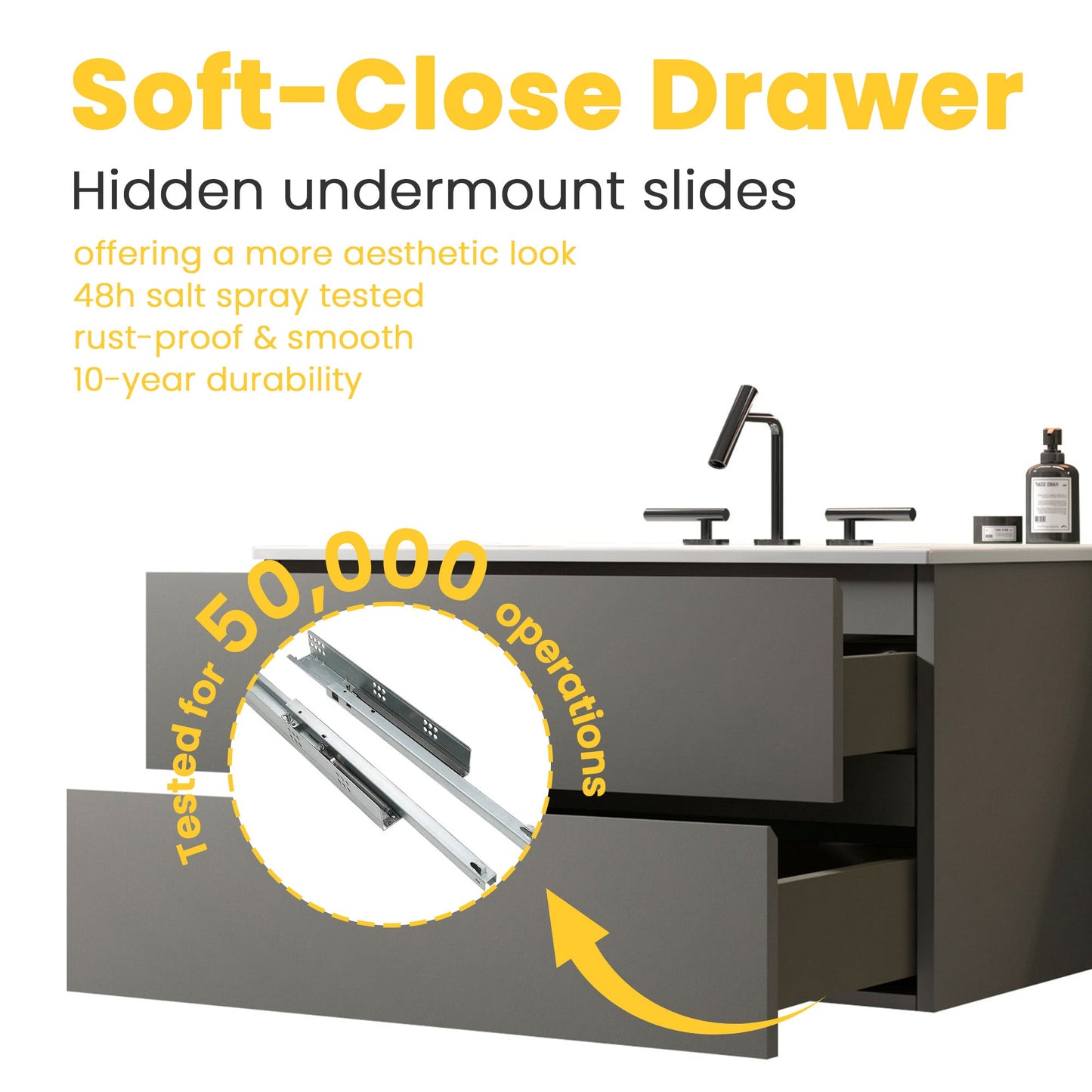 TIA 36" Wall Mount Space Gray Bathroom Vanity