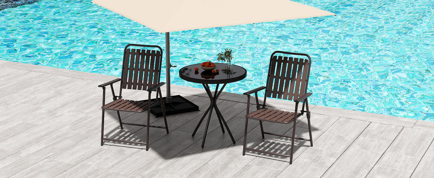 Brown 2-Piece Folding Chair, No Assembly Required