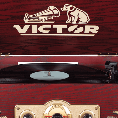 Victor Belmont 8-in-1 Wood Music Center Cherry - Refurbished
