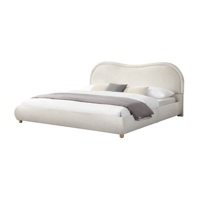Upholstered Platform Bed Frame With Curved Headboard