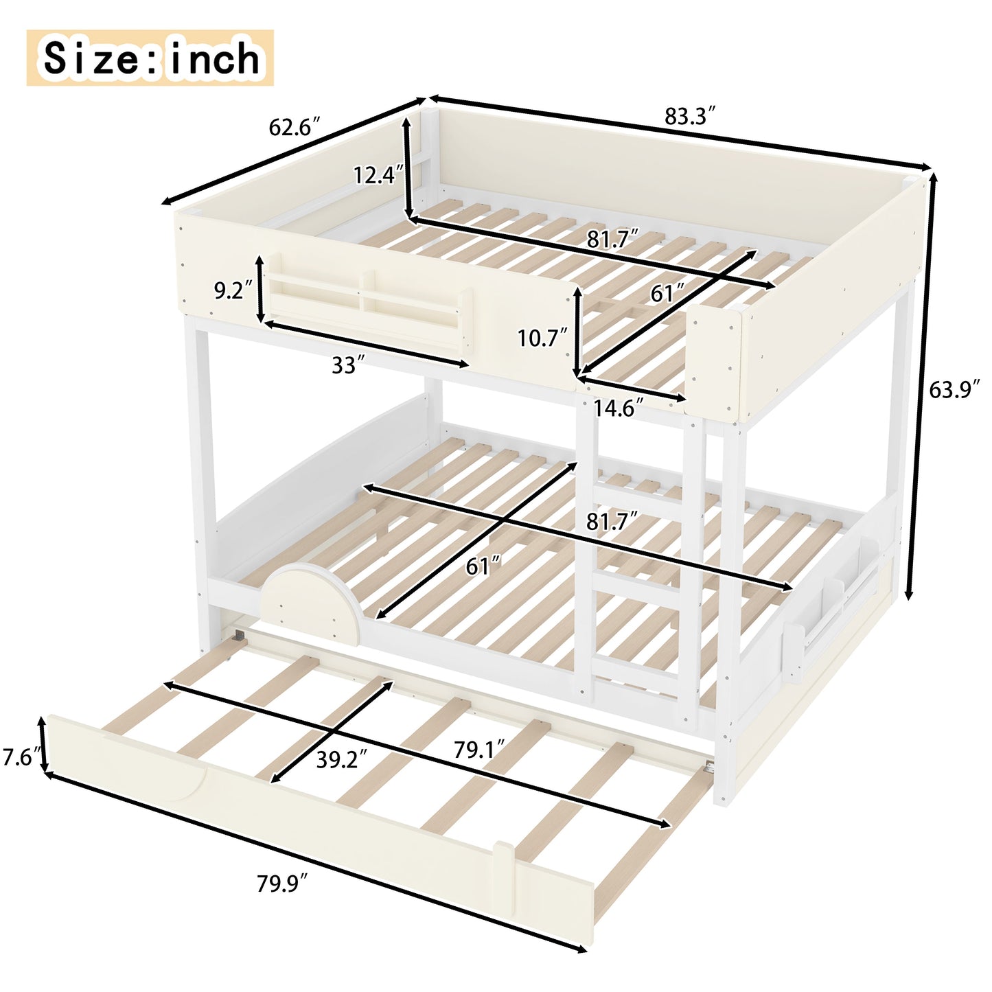 Queen Bunk Bed with Trundle