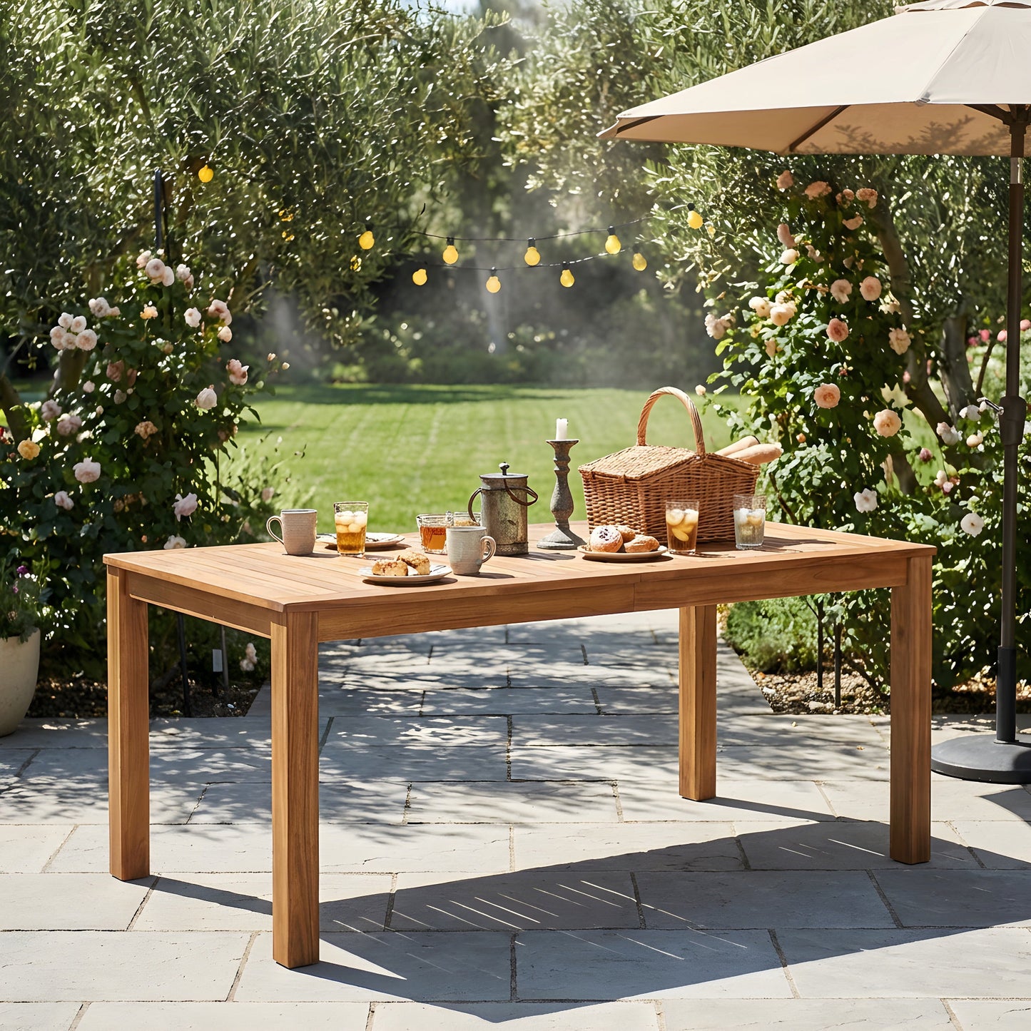 TOPMAX Patio Wooden Dining Table, 67"L Rectangular