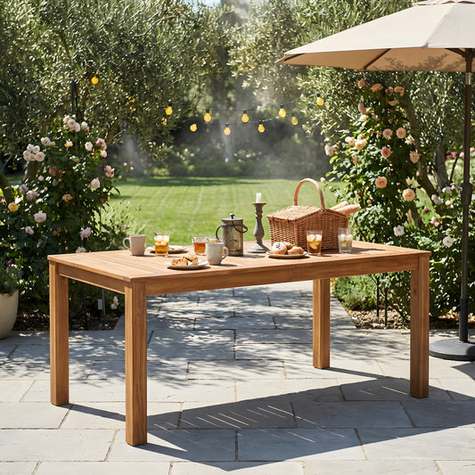 TOPMAX Patio Wooden Dining Table, 67"L Rectangular