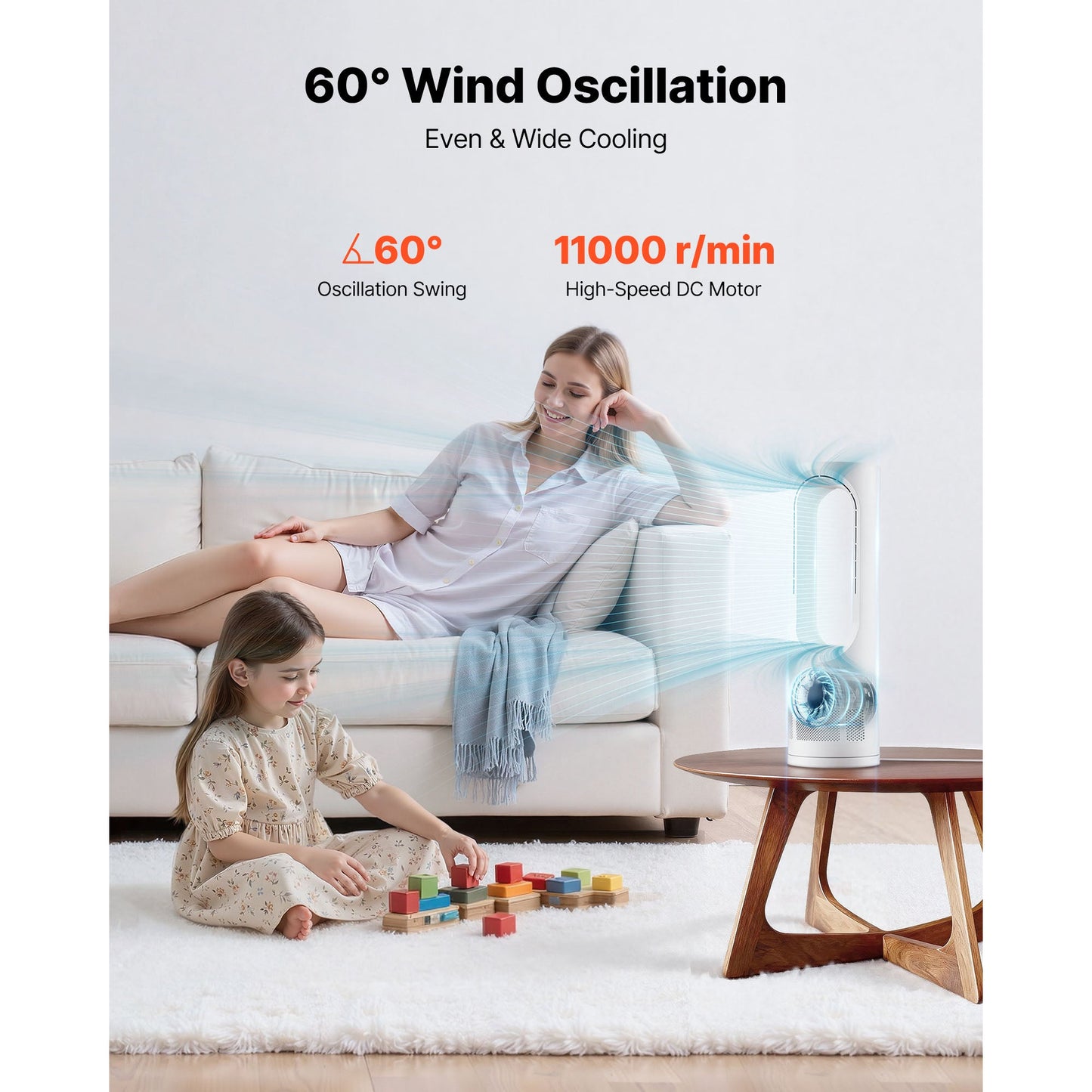 Desk Fan Bladeless, 17 Inch Office Table Fan