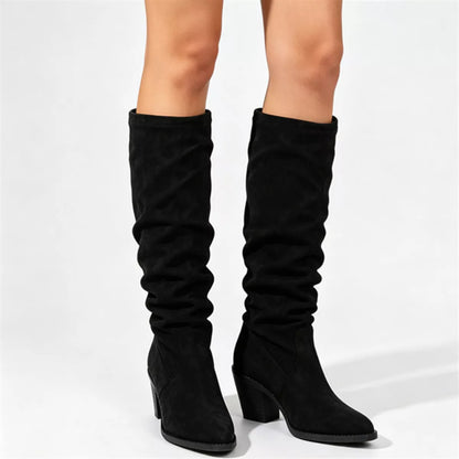 Point Toe Block Heels Boots