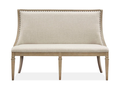 Lancaster - Bench With Upholstered Seat & Back - Dovetail Gray