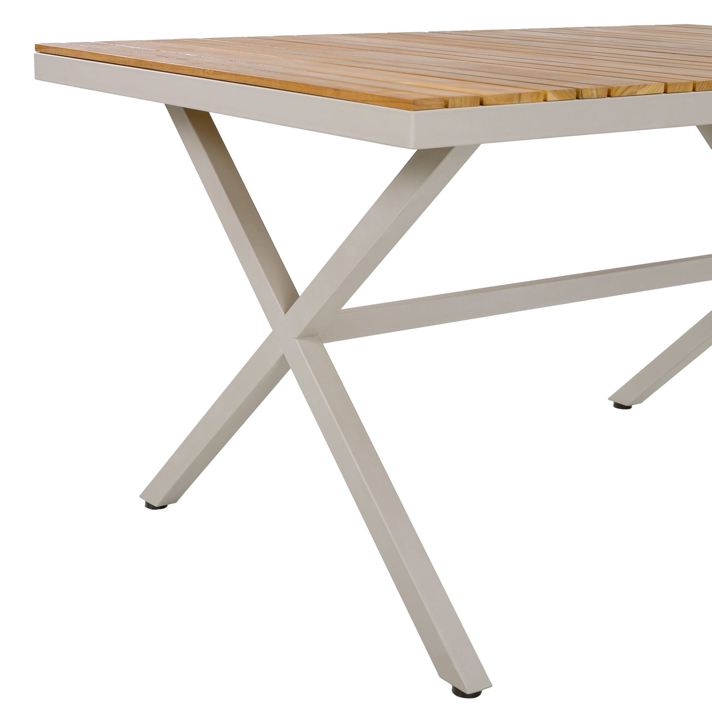 Teak Wood Top Outdoor Table with Steel Frame