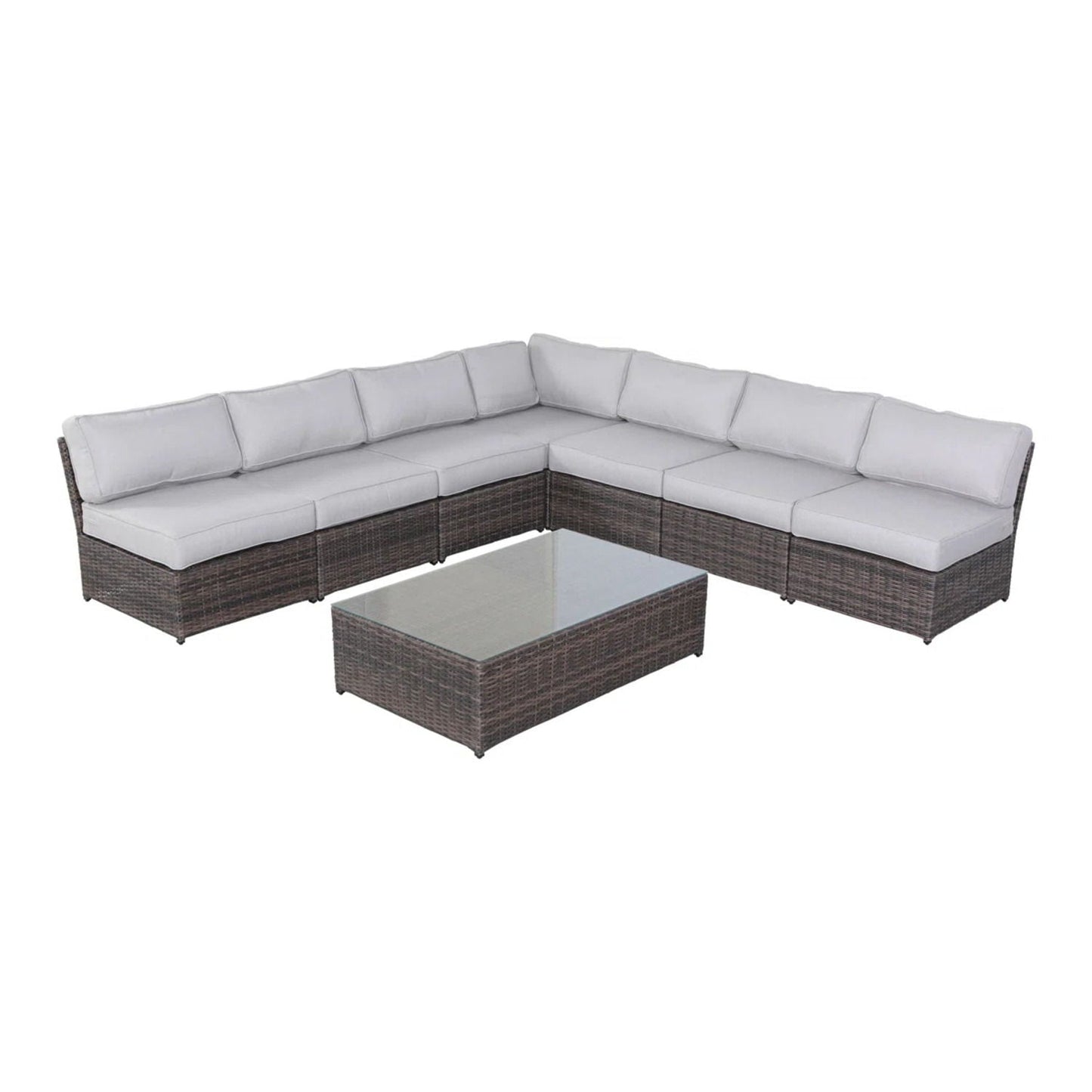 Comfortable Modern Patio Rattan Sectional Set With Cushions