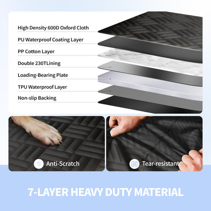 Dog Car Seat Cover For Back Seat, Hard Bottom Back Seat Extender For Dogs, Duty Scratch-Proof Waterproof Dog Hammock For Cars, SUVs, Trucks