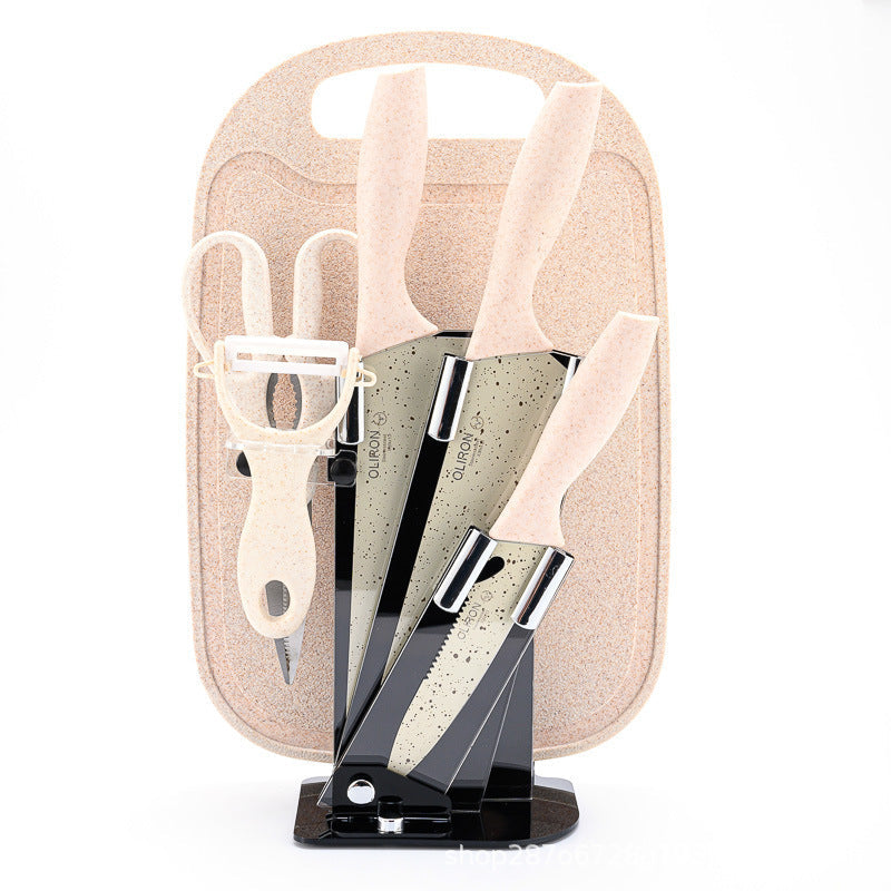 Colored Fruit Knife With Cutting Board Kitchen Box Gift Knives