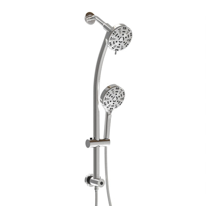 Multi Function Dual Shower Head System With 4.7" Rain Showerhead, 8 Function Hand Shower, Adjustable Slide Bar