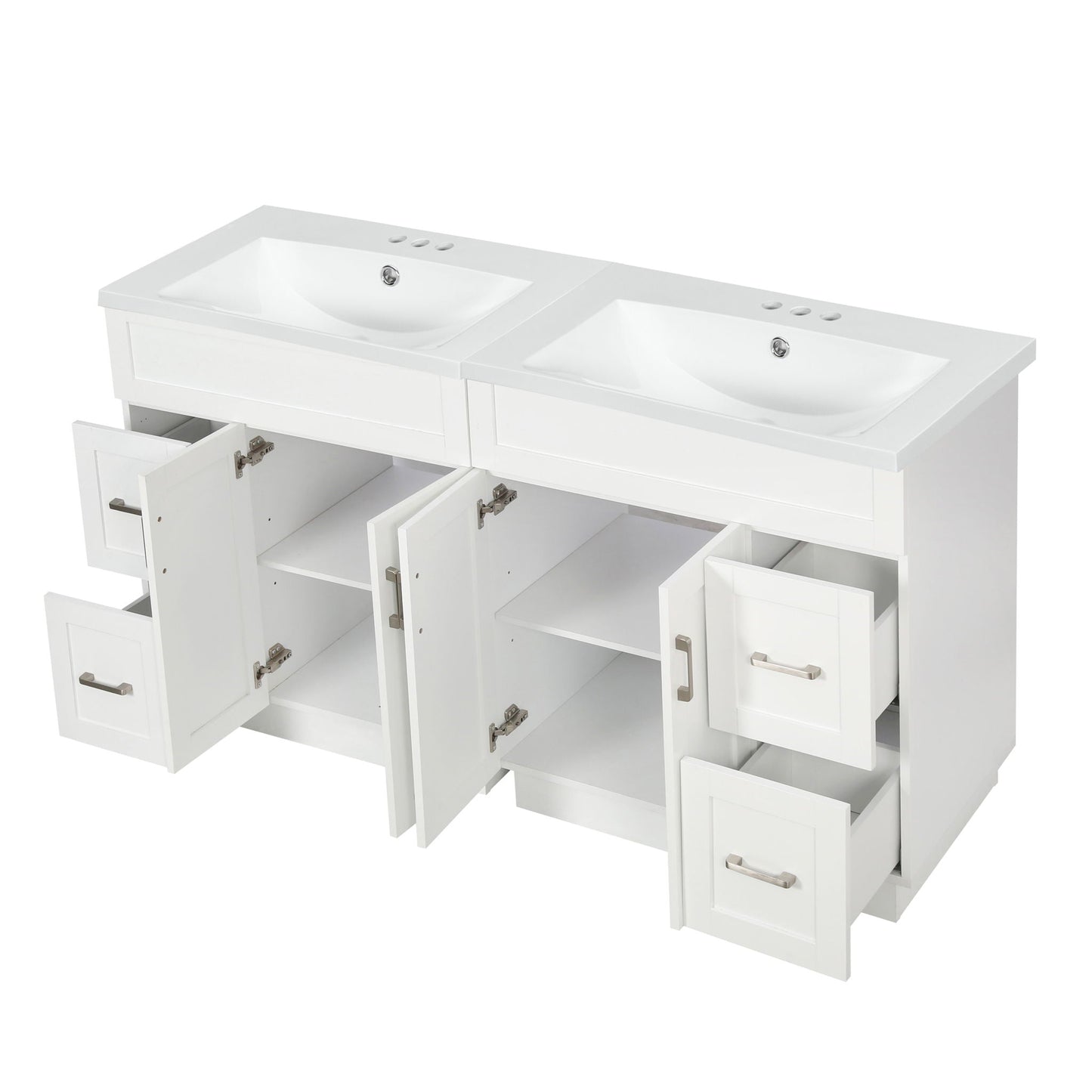 Bathroom Vanity With 2 Doors, 2 Drawers, Adjustable Shelf, Hidden Slides & Soft Close Hinges
