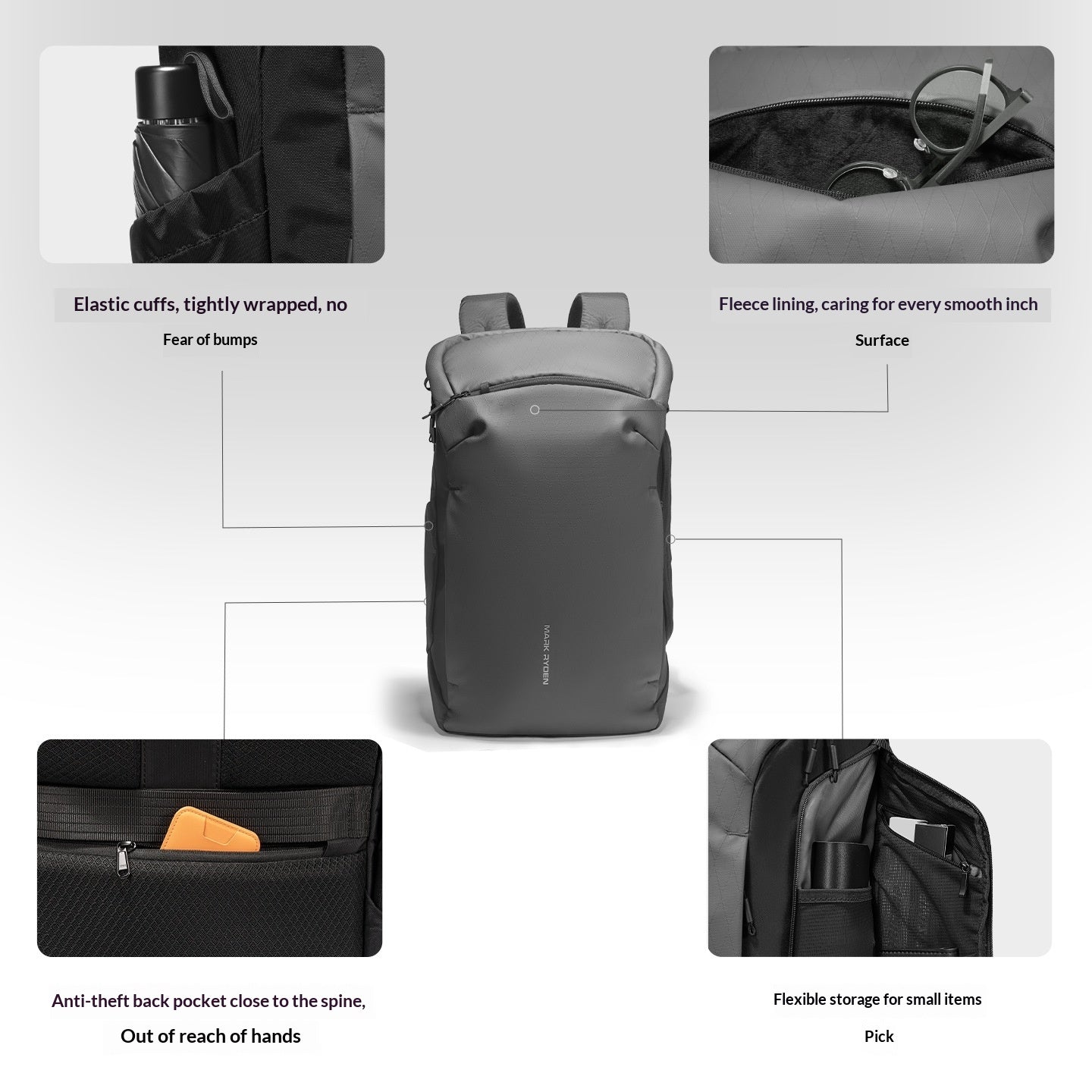 Mens Large-Capacity Commuter Laptop Backpack