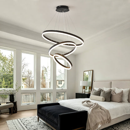 Modern 3 Rings Chandelier with Remote Control