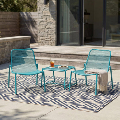 Kincaid Outdoor 3-Piece Conversation Set with Iron Frame - Teal