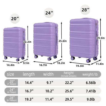 HIFINE TOURIST 20"/24"/28" 3 Pcs ABS Spinner Wheel Luggage Set