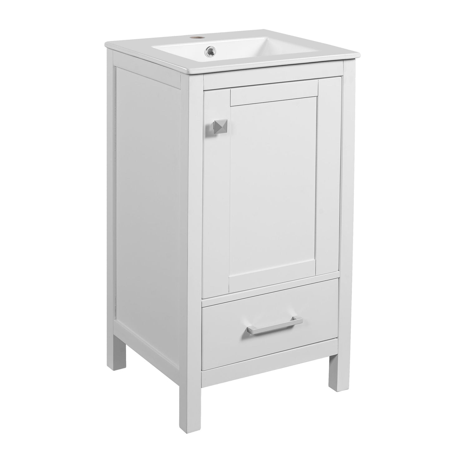 Bathroom Vanity With Ceramic Sink, Soft Close Drawers, Door Organizer, Divider Drawer, Adjustable Foot Pads