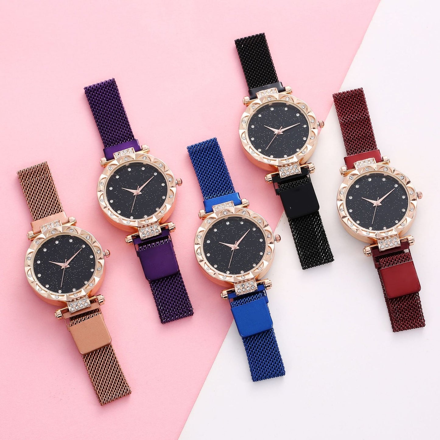 Magnetic Strap Set Womens Quartz Wristwatch