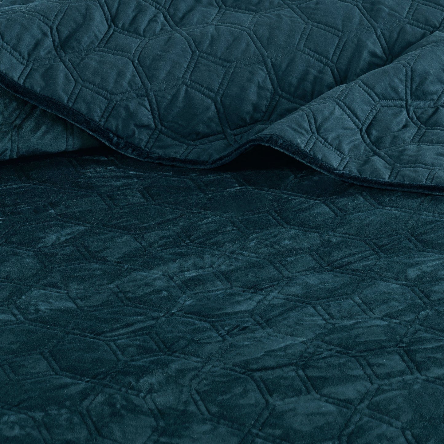 3 Piece Velvet Quilt Set Teal King/Cal King