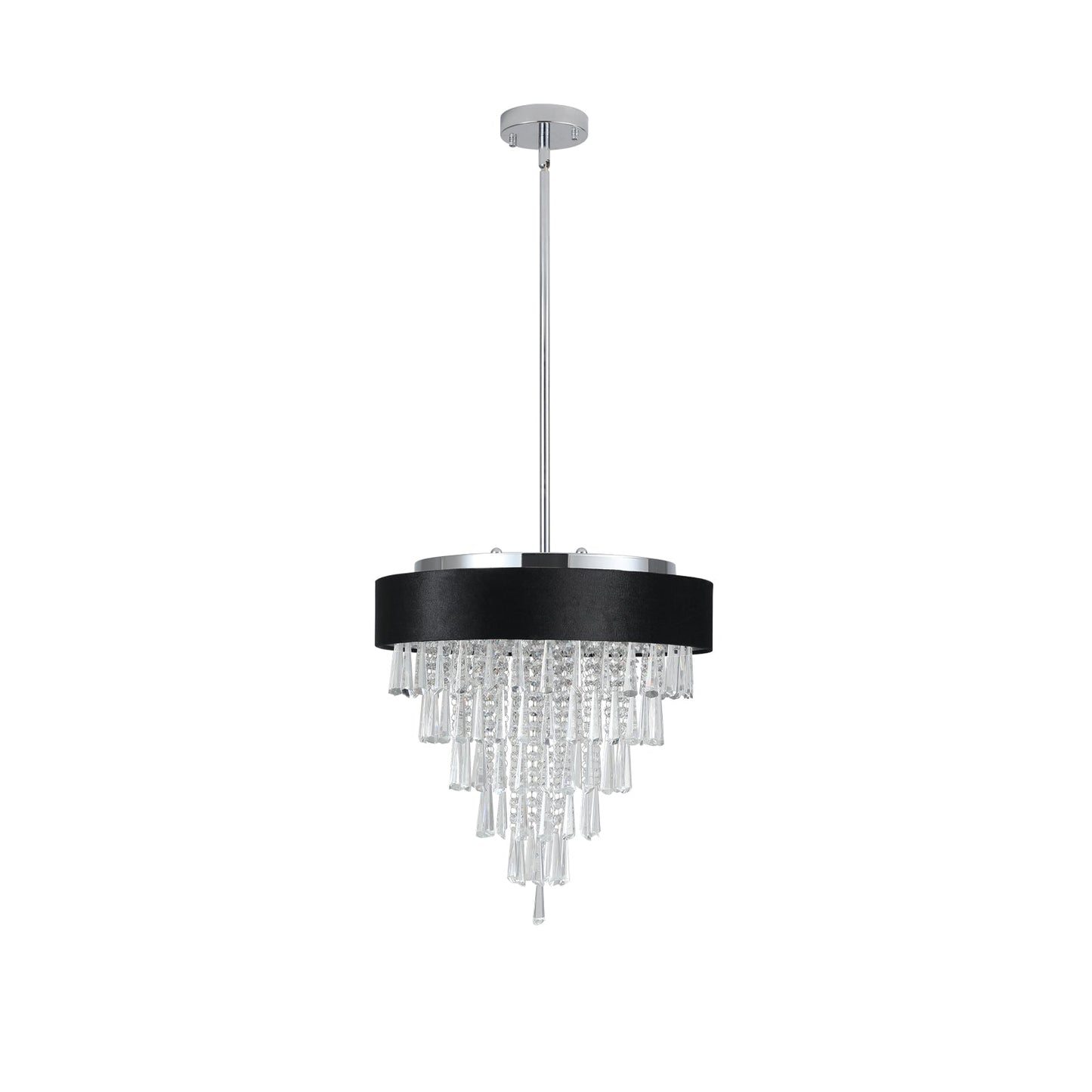 18-inch Modern Crystal Chandelier with Black Velvet Shade