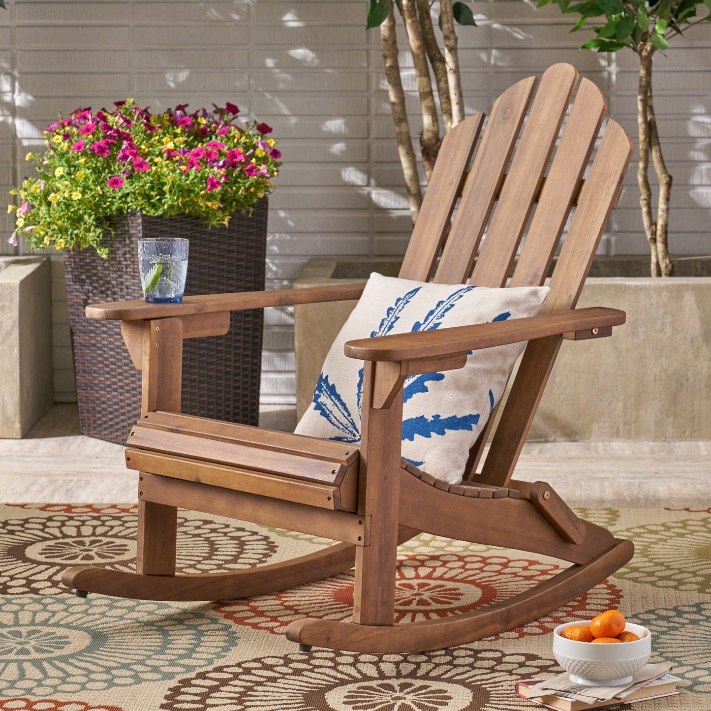 Echoes Outdoor Acacia Wood Adirondack Rocking Chair