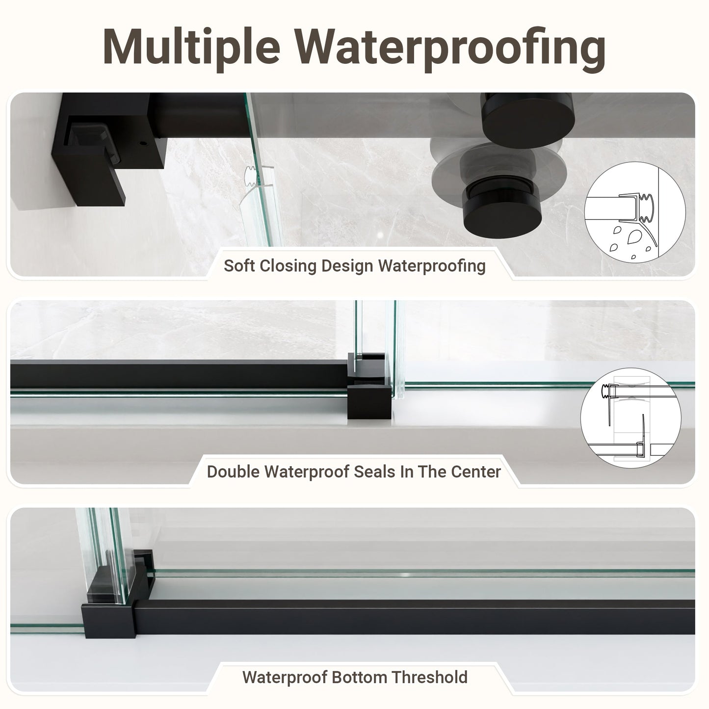 56-60"W x 72"H Frameless Single Sliding Shower Door