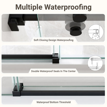 56-60"W x 72"H Frameless Single Sliding Shower Door