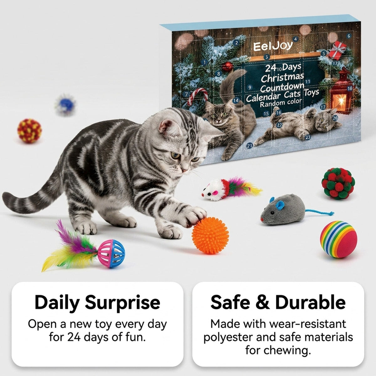EelJoy 24-Day Christmas Advent Calendar Cat Toy