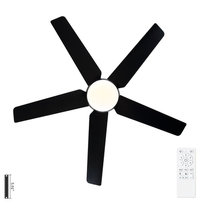 Ceiling Fan With Lights And Remote Control, Reversible DC Motor, 6 Speeds, 3 Cct Dimmable LED, Quiet Timer For Indoor - Black