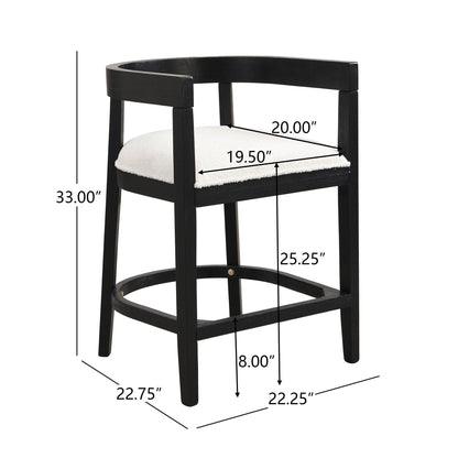 Modern Rubberwood Counter Stool Set With Upholstered Seats