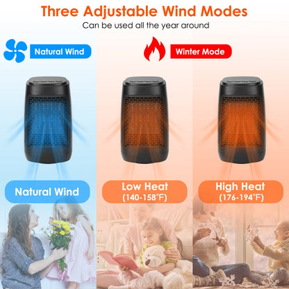 1500W Ceramic Space Heater with Oscillation & Tip-Over Protection