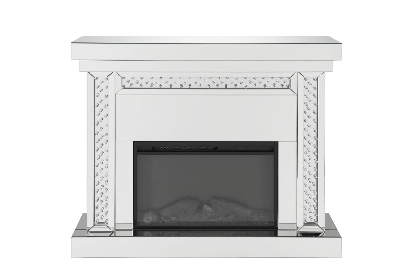 Nysa Mirrored & Faux Crystals Fireplace