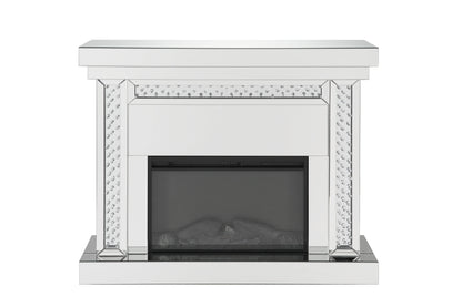 Nysa Mirrored & Faux Crystals Fireplace