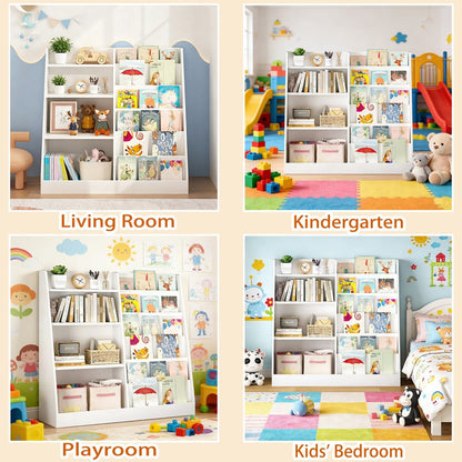 Kids Bookshelf with Toy Storage Organizer, 34.65" Wooden
