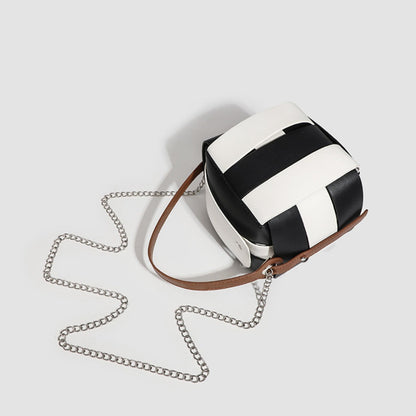 Fashion Contrasting Color PU Stylish Daily Commuter Bag - Simple Women's Shoulder Bag & Small Crossbody Tote