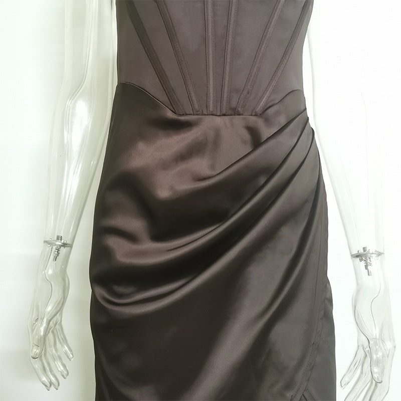 New Sexy  mint green silk Deep V Leaky Back Nightclub Dress for women
