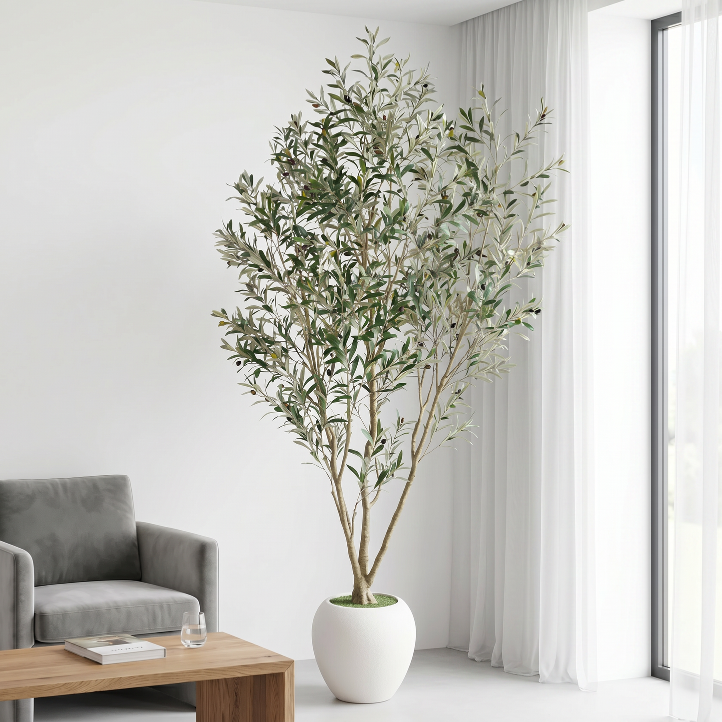 8FT Artificial Olive Tree With Big Decorative