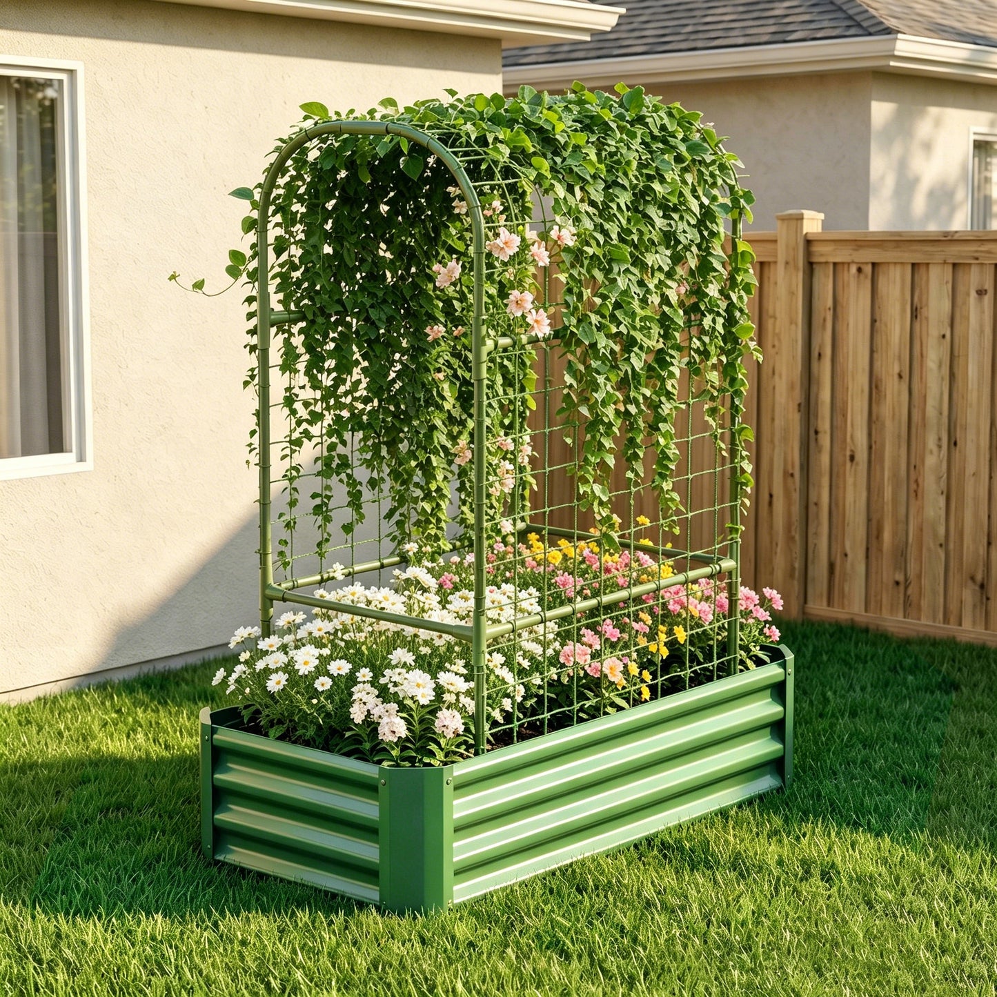 2-in-1 Raised Garden Bed with Trellis - 59" Tall Arch Planter