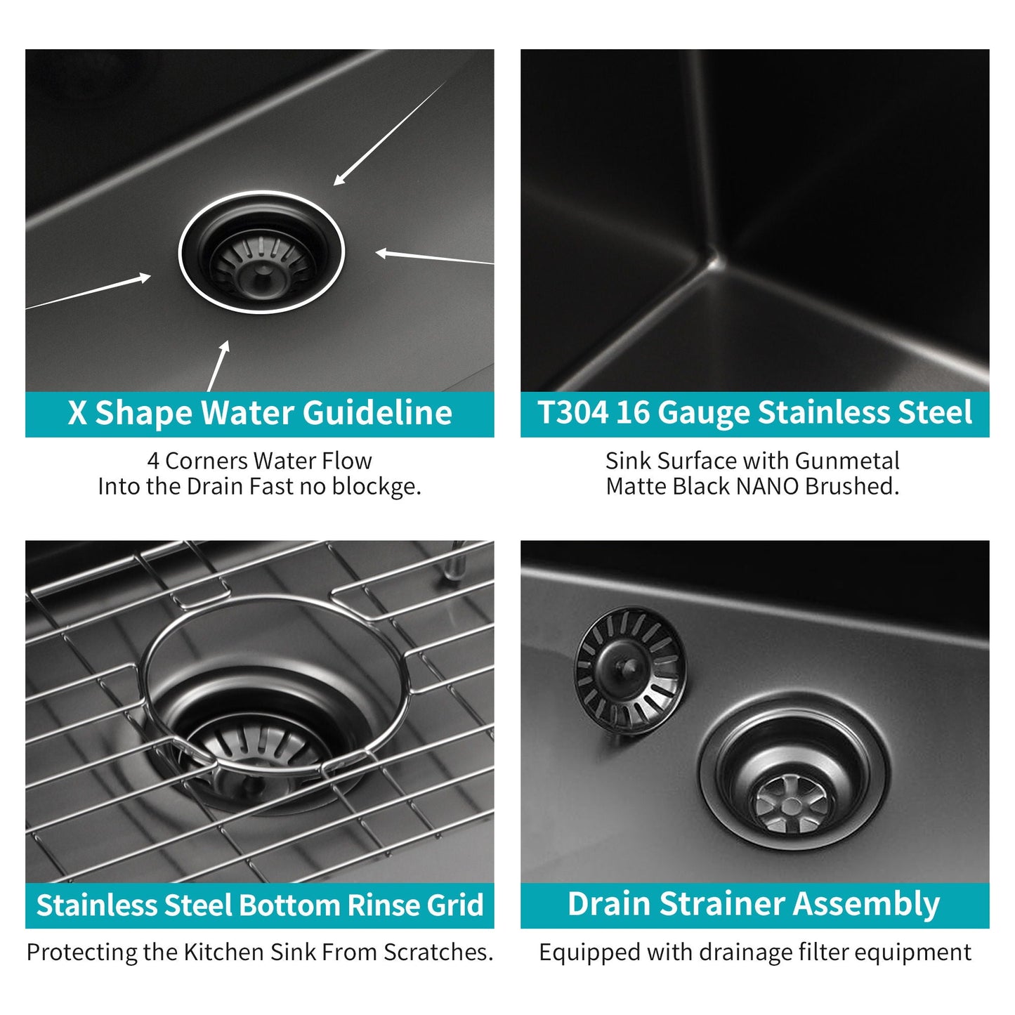 Topmount Kitchen Sink 16 Gauge, Single Bowl