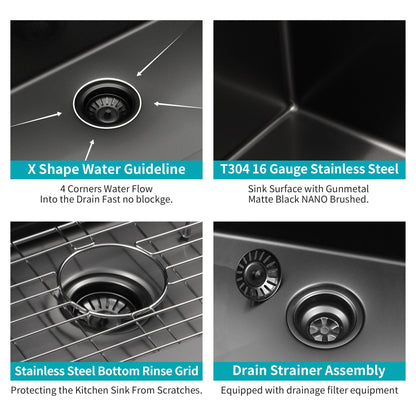 Topmount Kitchen Sink 16 Gauge, Single Bowl