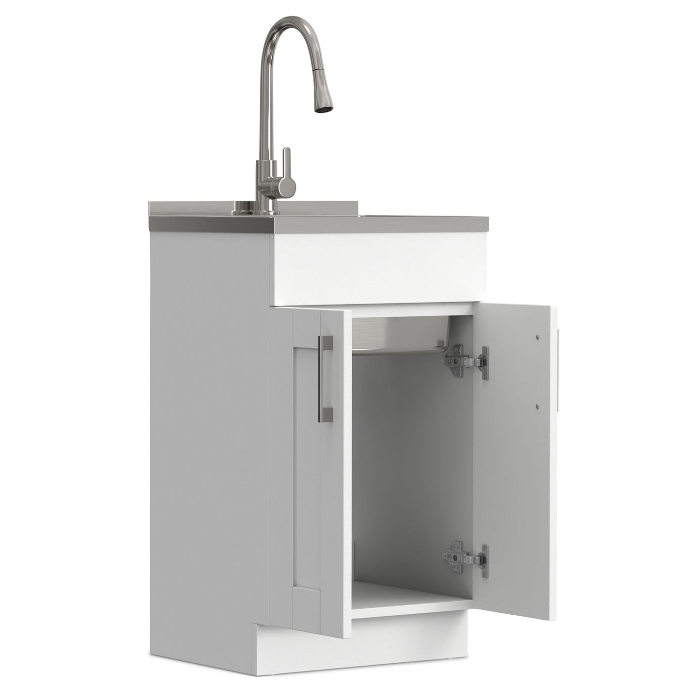 Modern Shaker All-In-One Laundry Utility Sink And Cabinet with Pull Out Faucet