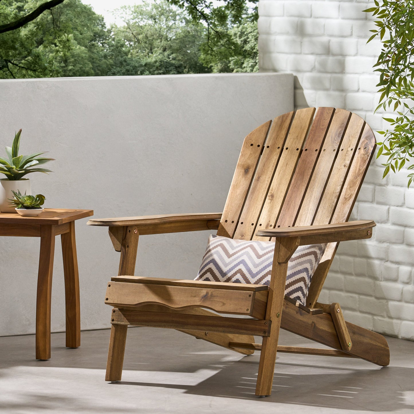 Folding Adirondack Chair Wooden Accent Furniture Lounge Chair