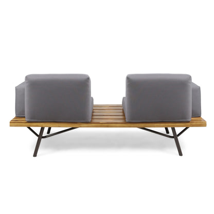 Outdoor Sofa With Cushions And Iron Legs - Dark Gray