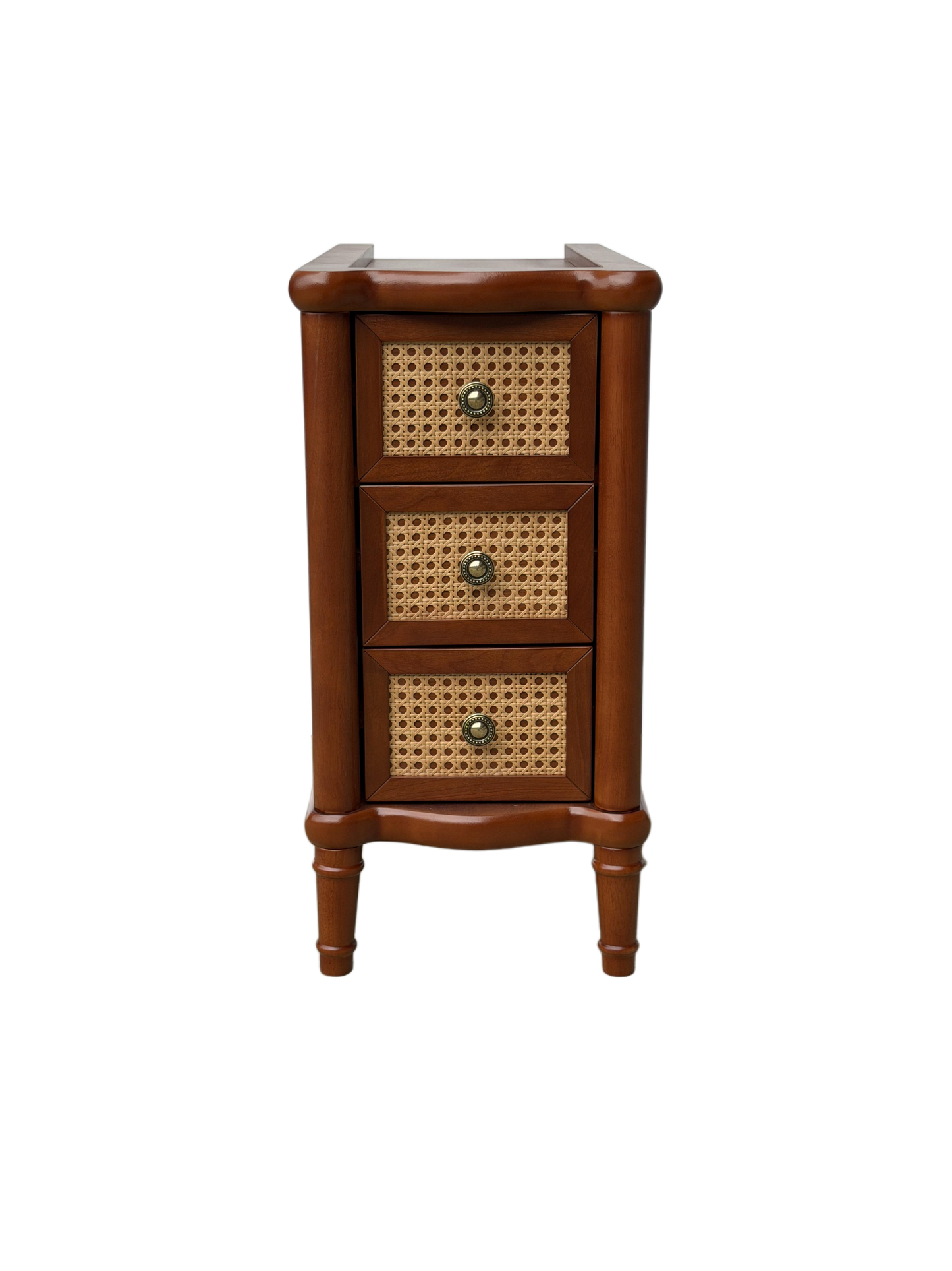 Rattan Narrow Side Table with 3 Drawers