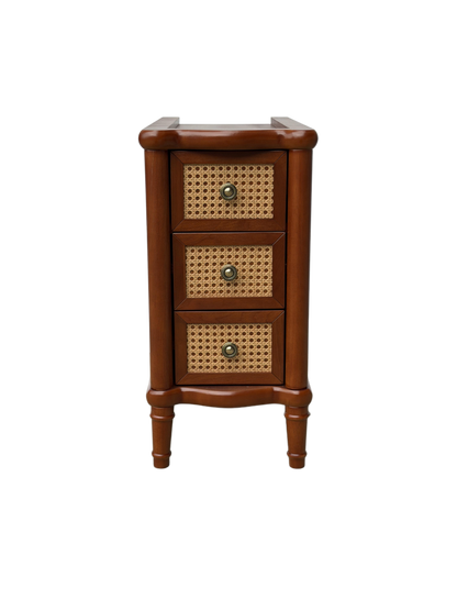Rattan Narrow Side Table with 3 Drawers