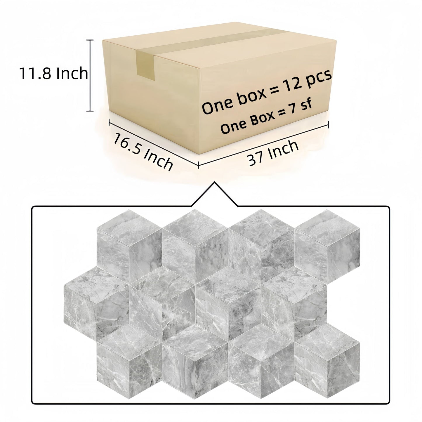 Hexagon Natural Marble Polished Tile For Wall And Floor (Set of 12)