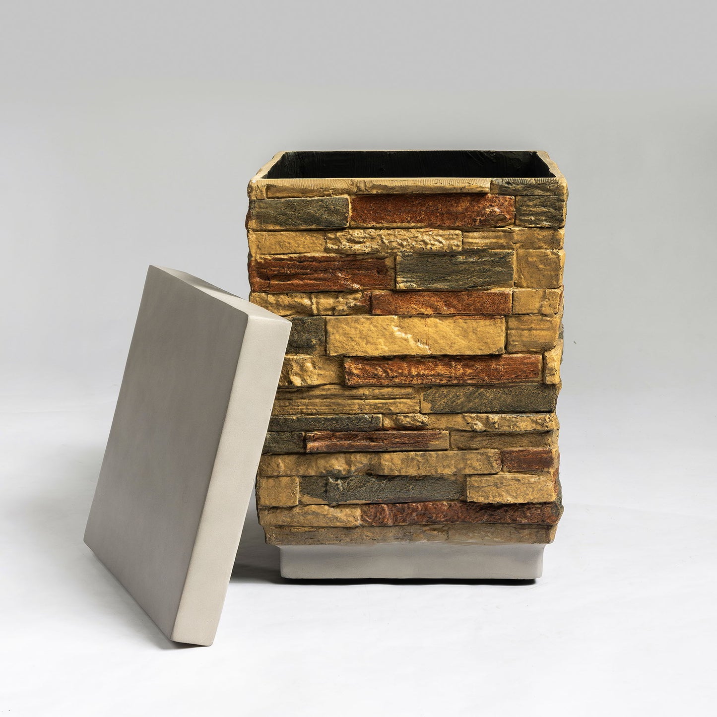 Outdoor Propane Tank Holder Fire Pit Cover Side Table - Sandstone
